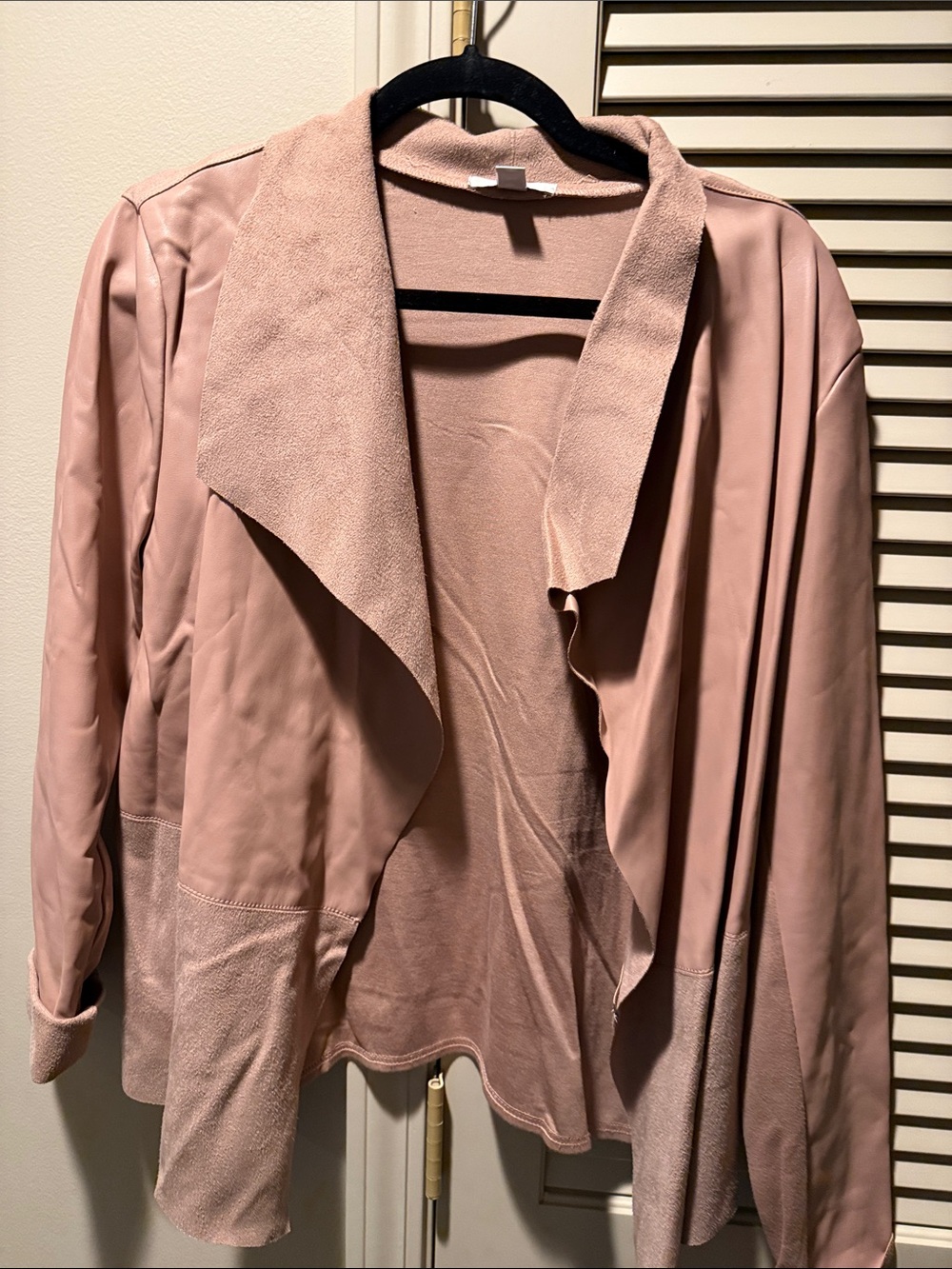 Bar III Dusty Rose Open-Front Leather Jacket